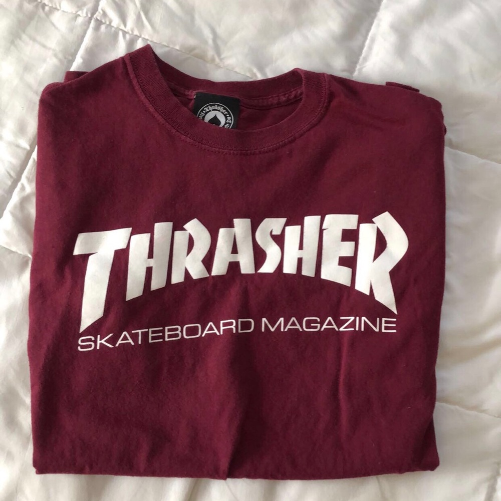 Maroon thrasher t-shirt